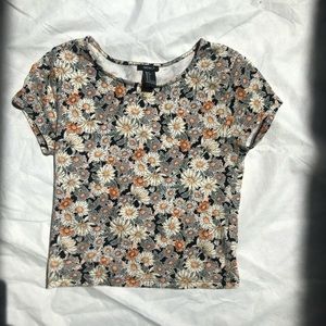 Forever 21 Flower Fitted Crop Top sz S